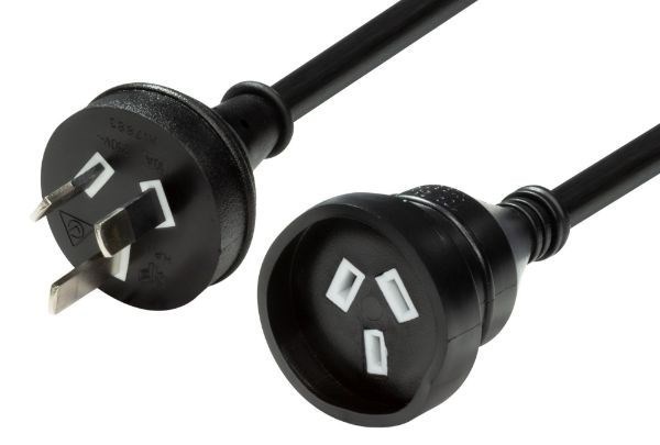 Dynamix 2M 240V 10A Standard Duty Power Extension Lead (3 Core 1.0MM). Black Colour