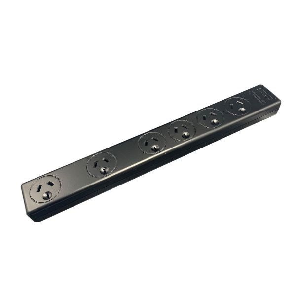 Jackson 6-Way Power Board With Surge & Overload Protection. 1M Power Cord. (Energy Absorption Rating 175J). Colour: Black