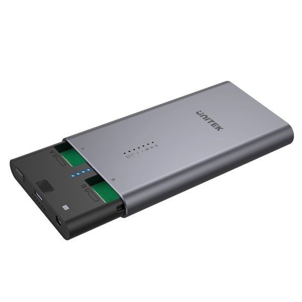 Unitek Usb-C To PCIe/NVMe M.2 SSD 10Gbps Dual Bay Enclosure. Usb3.2 Gen2 10Gbps SuperSpeed. Aluminium Housing With Compact Design & Tool-Free Installation. Supports Uasp & Trim.