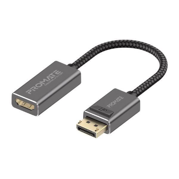 Promate DisplayPort To Hdmi Adapter Max Hdmi Resolution 4K/30Hz, 1080p/60Hz. Superior Stability With No Signal Loss. Secure Clip Lock With Corrosion Resistant Connectors