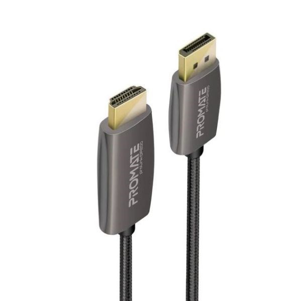 Promate 2M DisplayPort To Hdmi Cable. Max Resolution 4K@60Hz. Transfer Rate 18Gbps. Superior Stability With No Signal Loss. Reinforced Corrosion Resistant Connections