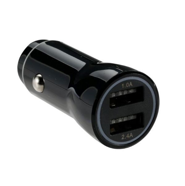 Jackson 3.4A Dual Port In-Car Phone Charger With 2X Usb-A Ports. Fast Charge 2 Devices Simultaneously. Compact Design. Black Colour.