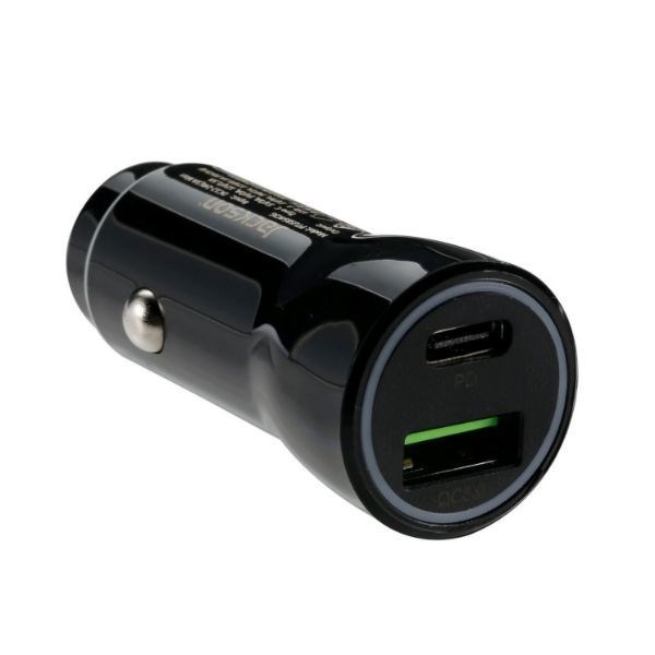 Jackson 5.4A Dual Port In-Car Phone Charger With 1X Usb-A & 1X Usb-C Ports. Fast Charge 2 Devices Simultaneously. Compact Design. Black Colour.