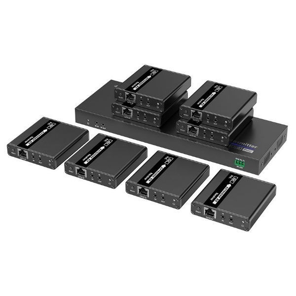 Lenkeng 1-In-8-Out 4K@30Hz Hdmi Extender. 1X Hdmi In & 8X RJ45 Out. Compatible With CAT6/6a/7 Cables, Transmit Up To 70M, Plug & Play, Wall-Mountable, Supports Edid, Includes 1X Transmitter & 8X RX.