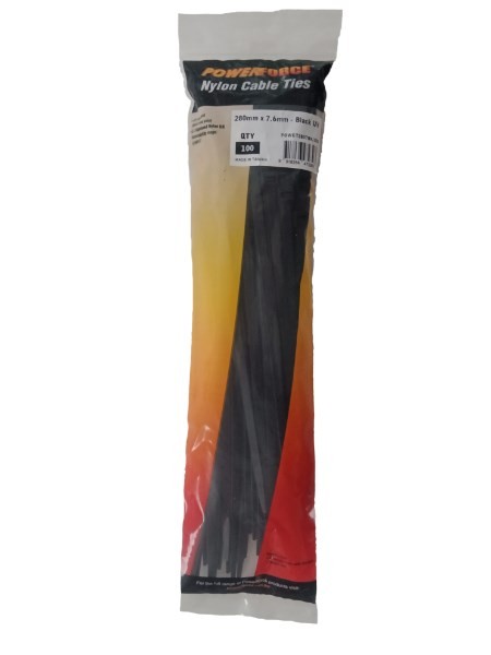 Powerforce Cable Tie Black 280MM X 7.6MM Nylon Uv 100PK November Monster Sale Extended!