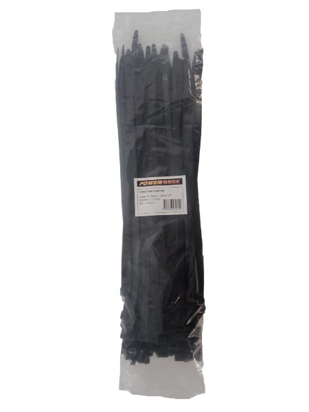 Powerforce Cable Tie Black 550MM X 12.7MM Nylon Uv 100PK