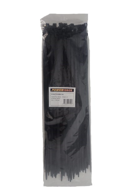 Powerforce Cable Tie Black 550MM X 8MM Nylon Uv 100PK