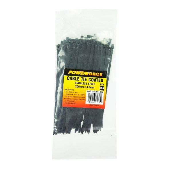 Powerforce Cable Tie 316SS Coated 200MM X 4.6MM 100PK November Monster Sale Extended!