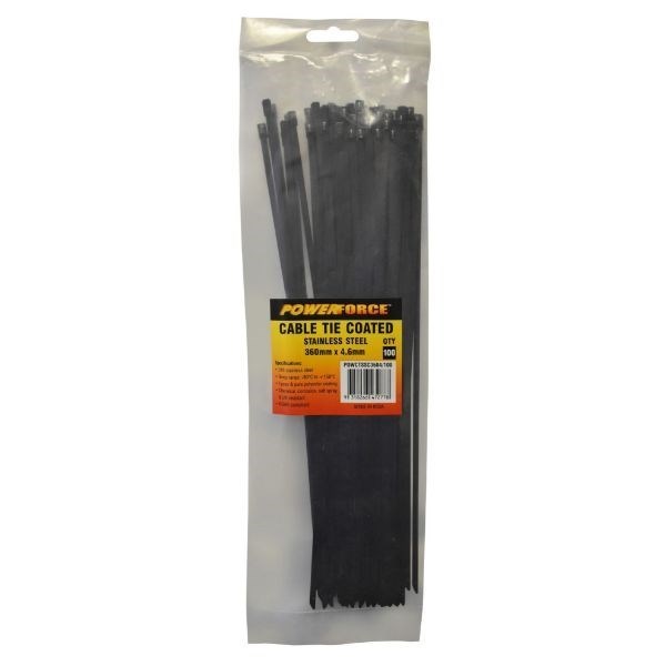 Powerforce Cable Tie 316SS Coated 360MM X 4.6MM 100PK November Monster Sale Extended!