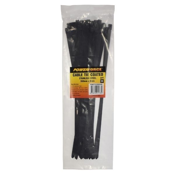 Powerforce Cable Tie 316SS Coated 360MM X 8MM 50PK November Monster Sale Extended!