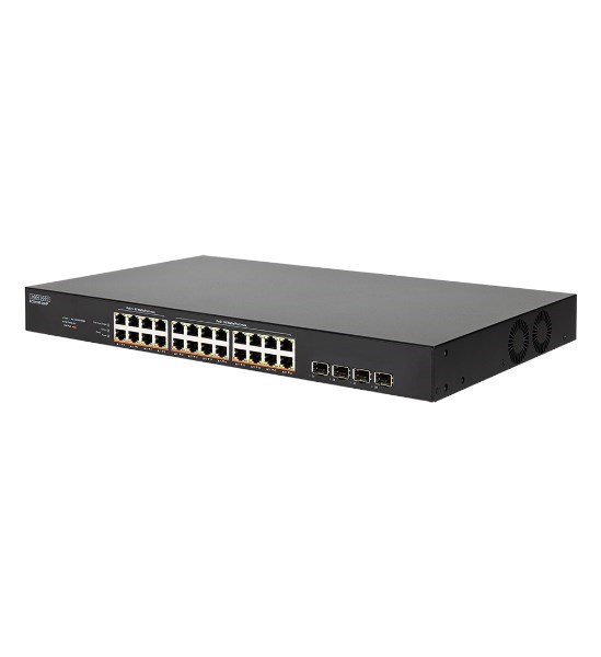 Edgecore 28 Port Lite L2 Smart Gigabit Web Managed PoE Switch With 24 PoE Ports (90W) And 4 SFP Ports. 480W Power Budget. 6KV Power Surge Protection. Fan-Cooled Design.