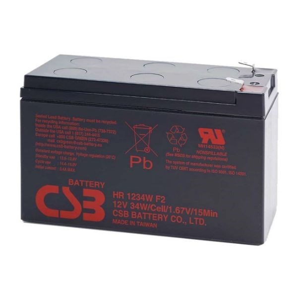 CSB UPS12V9 12V 9.0 AH Replacement UPS Battery - 1 Year Warranty. Replacement Battery for: UPSD650 UPSG750 UPSD1200 UPSD1600 PSCRT1100 PSCE1000 PSCE2000 PSCE3000. F2 connector, 6.35mm. HR1234WF2