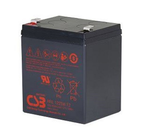 CSB 12V 25W/5Ah Replacement Battery. To Suit 3S550au (1), 9SX/9PX 5kVA/6kVA (15), 9SX/9PX Ebm 180V (30). Up To 8 Years Standby Service Life, 70 X 90 X 106MM. HRL1225W