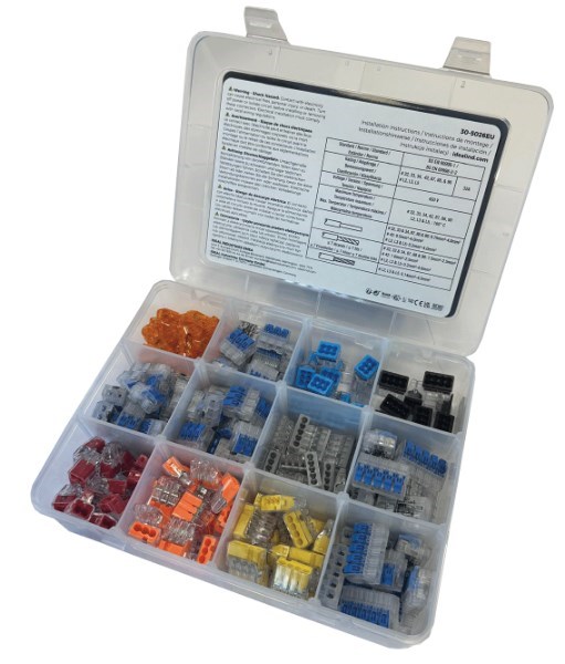 Ideal Industries Premium Push-In And Lever Wire Kit. Box Of 240 Includes 30X Of Each 2 Port (Lever And Push-In), 20X Of Each 4 Port Push-In, 5 Port Lever, 15X Of Each Push-In (5 And 6 Ports) 30X Splic