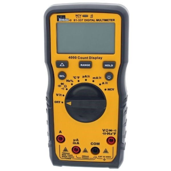 Ideal Industries 600V Auto Range Multimeter. 600V Ac/Dc Cat Iii Rating.