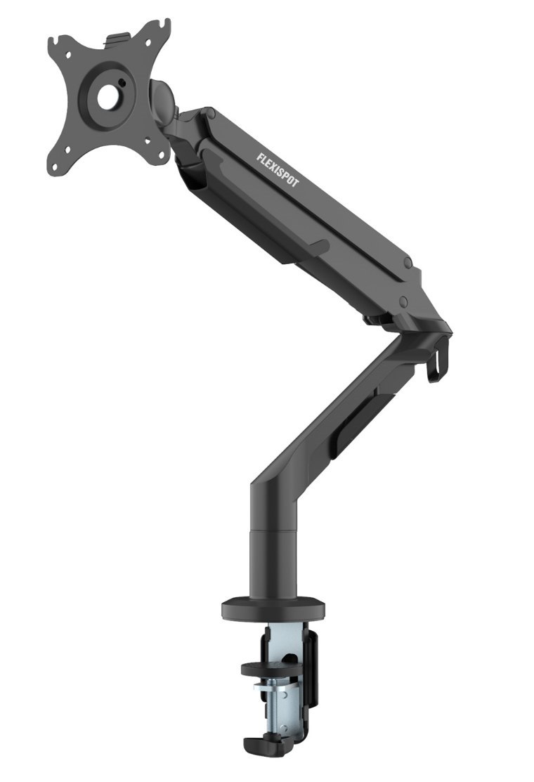FlexiSpot 17"-36" Single Gas Spring Monitor Stand - Aluminum Arm - Black- Swivel 180deg - Quick Release VESA Plate - VESA 75 & 100mm - Max Load 3-12 KG - Clamp Or Grommet Installation - 5 Years Warranty