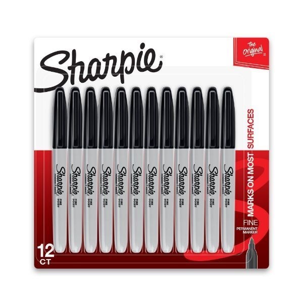 Sharpie Fine Point Permanent Marker Black 1812419 Blister Pack Of 12