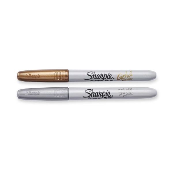 Sharpie Metallic Fine Point Permanent Marker Gold & Silver Pack Of 2