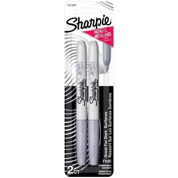 Sharpie Metallic Fine Point Perman Marker Silver 39108PP Blister Pack Of 2