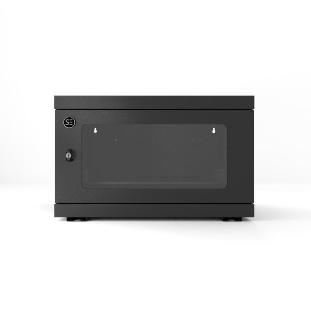 Serveredge 6Ru Fully Assembled Wall Mounted Cabinet - 600W X 453D X 383H Includes:Toughened Glass DoorQuick Release Lockable Side PanelL-Shaped RailsCut Out Slots For Fans20 X Cage Nuts Screws & Washe