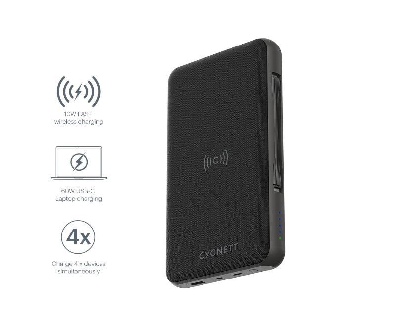 Cygnett 27,000 mAh Usb-C Laptop And Wireless Power Bank - Black