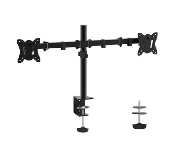 Shintaro Dual Monitor Mount For 10''-27'' Screen, Articulated Arms, Freestanding, 360 Rotation, 180 Swivel, 90 Tilt, 8KGS Max Load Weight