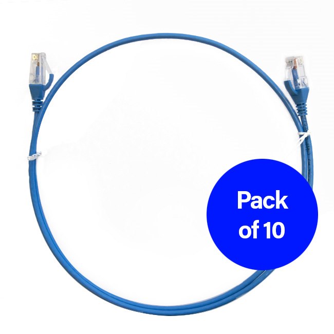 4Cabling 1M Cat 6 Ultra Thin LSZH Pack Of 10 Ethernet Network Cable. Blue