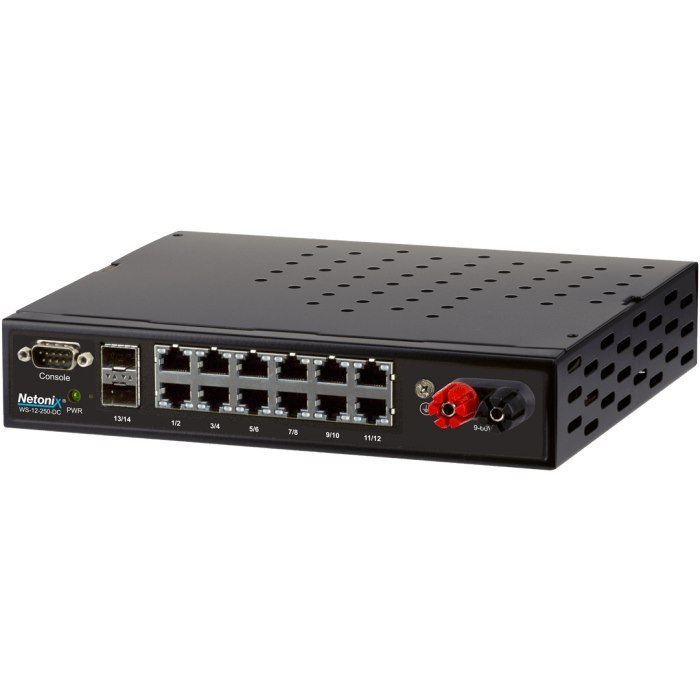 Netonix 12-Port Managed PoE Switch 24V-48V DC PoE + 2SFP Uplink Ports 250W | NTX-WS-12250-DC