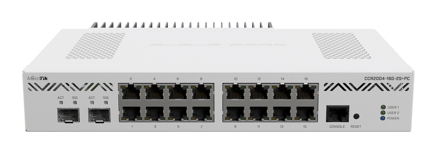 MikroTik Cloud Core 16 Port Gigabit 2SFP+ Passive Cooling Router | MT-RBCCR2004-16G-2S+PC