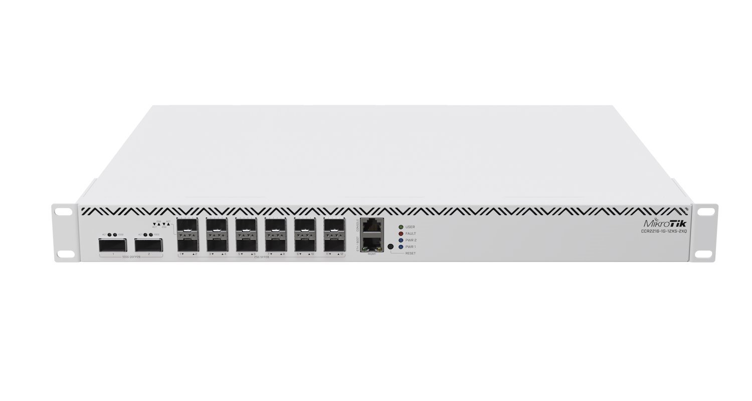 MikroTik 2XQ Cloud Core Ethernet Router 12 Port SFP28 2 QSFP28 16 | CCR2216-1G-12XS-2XQ