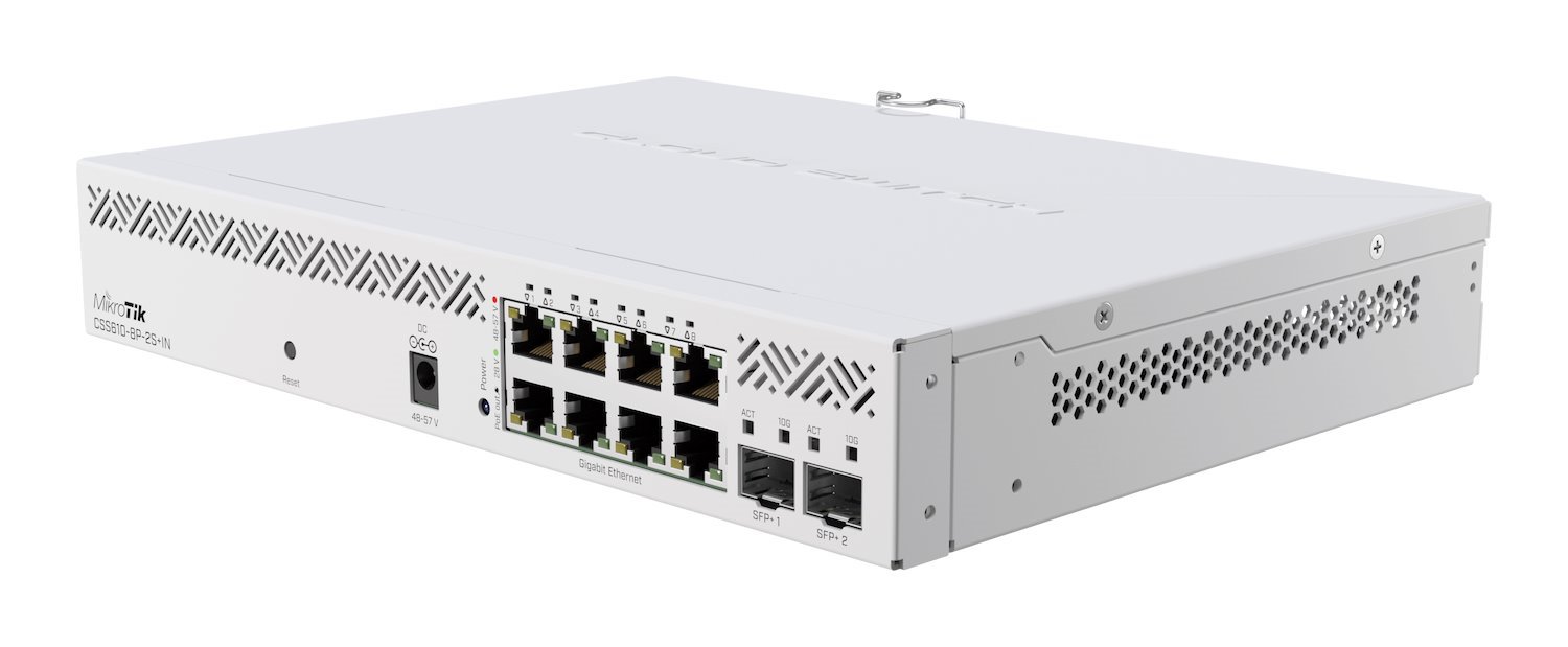 MikroTik Cloud Smart Switch 8 Port PoE 2 SFP+ Desktop Enclosure | Mt-Rbcss610-8P-2S+In