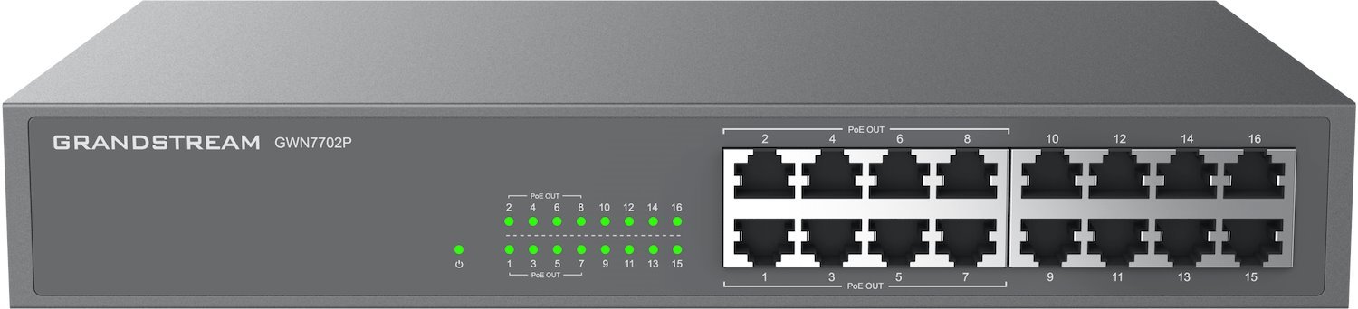 Grandstream Enterprise 16 Port Unmanaged GbE PoE Switch - 138W | GWN7702P