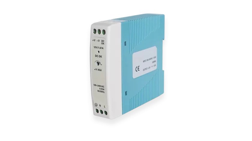 Teltonika Din Rail Supply, 20W, Input Voltage 100-24 VoltsAC, Output Voltage 12 VoltsDC, 35 MM Din-R