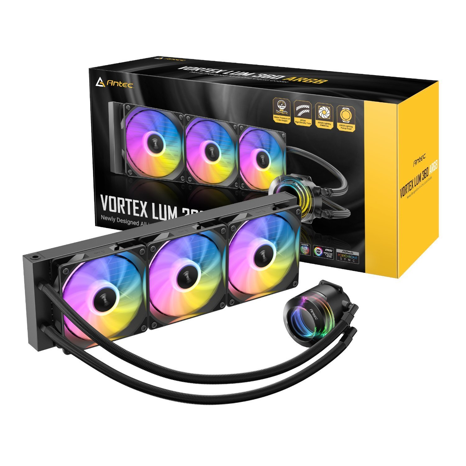 Antec Vortex Lum 360 Argb Aio Cpu Liquid Cooler - Black