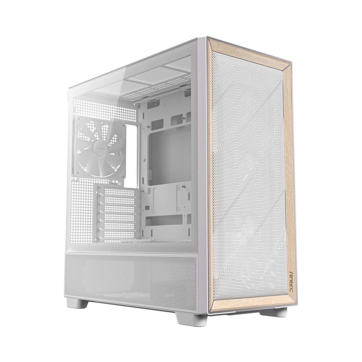 Antec Flux Mid-Tower E-Atx Gaming Chassis Wood Front Panel - White