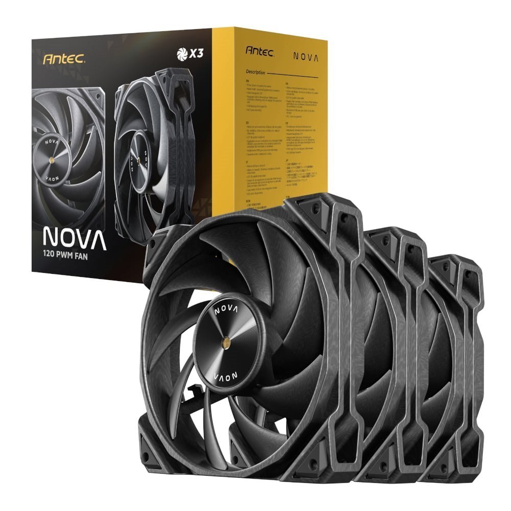 Antec Nova 120 PWM Fan 3 Pack With Speed Controller - Black