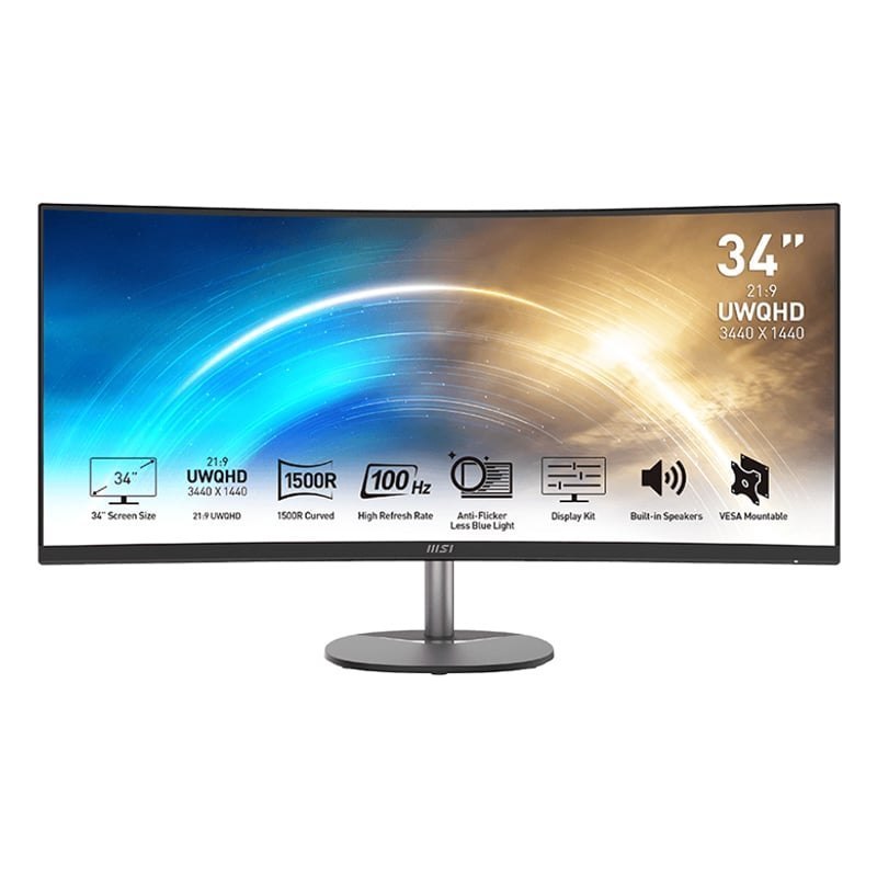 Msi Pro MP341CQ 34″ Va Ultrawide Curved Pro Monitor (1500R 3440X1440 1MS 100Hz)