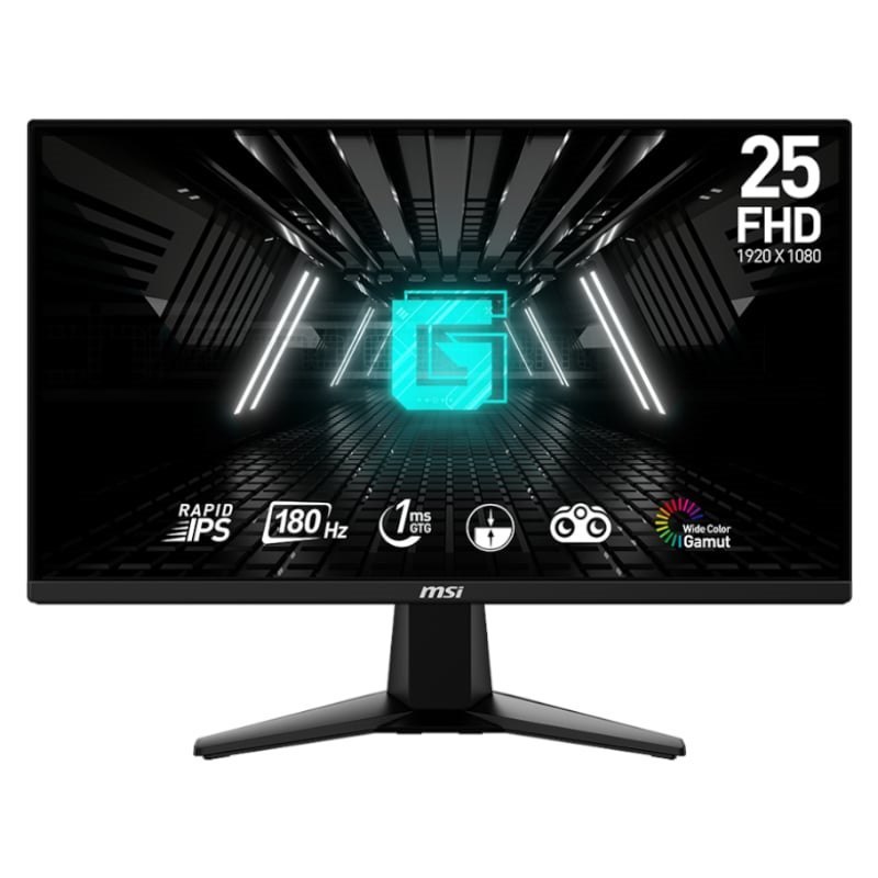 Msi G255F 25" Gaming Monitor 1920X1080 (FHD) Rapid Ips 1MZ 180Hz Adaptive SYNC Hdmi Displayport Black
