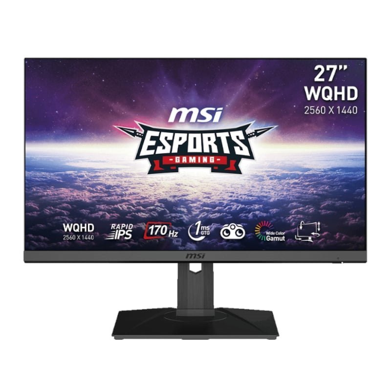 Msi G272QPF 27" Gaming Monitor 2560 X 1440 (QHD) Rapid Ips 1MS 170Hz G-Sync Compatible HDR Ready Hdmi Displayport Tilt Swivel Height Adjustable Pivot
