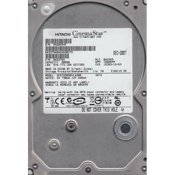 Hitachi 500GB HGST - Sata Desktop HD - 7200RPM