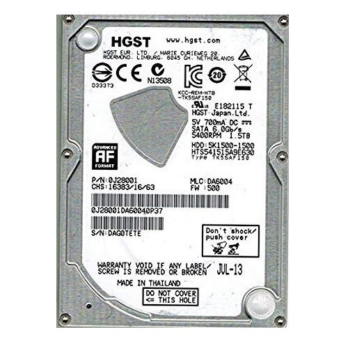HGST 1.5TB, HGST Travelstar 5K1500, 2.5", 5400 RPM, 9.5MM HDD
