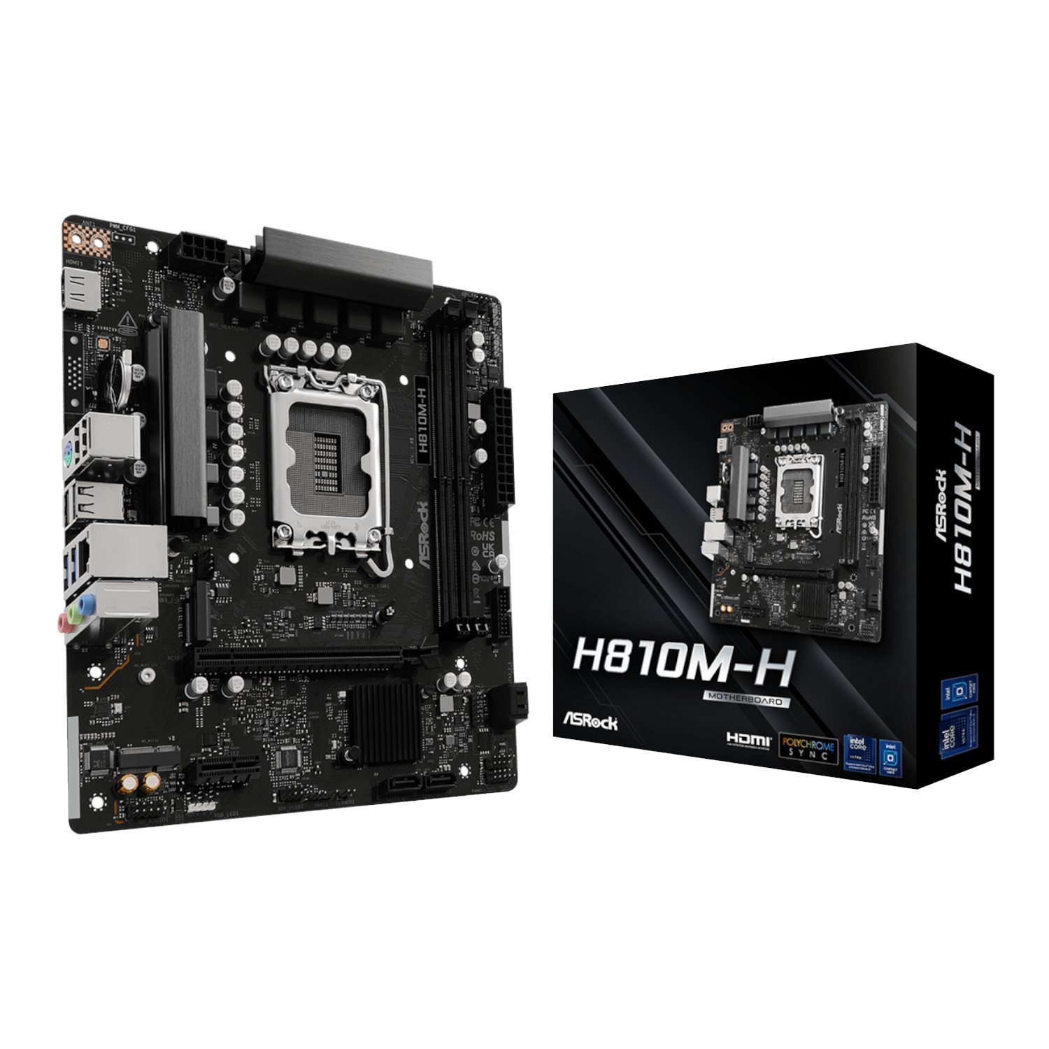 ASRock H810M-H Intel Lga1851 Micro Atx Motherboard - Black