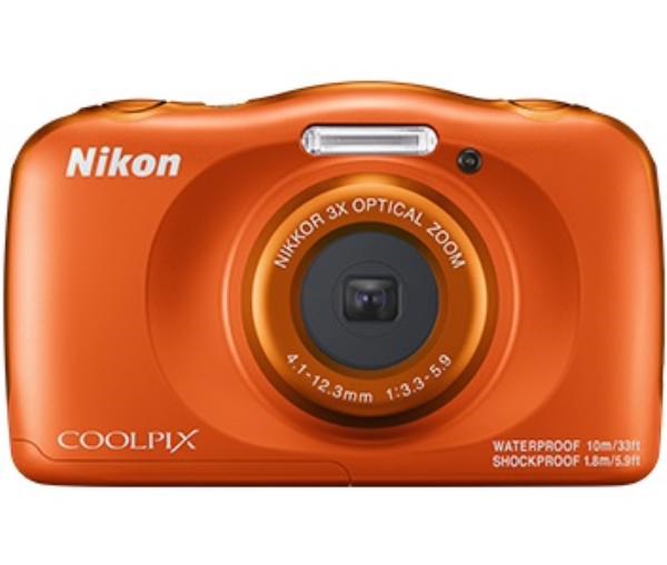 Nikon Digital Compact Camera Coolpix W150, Orange,13.2MP, 3X Optical Zoom, Fixed Lense, F/3.3-5.9, 10M Waterproof
