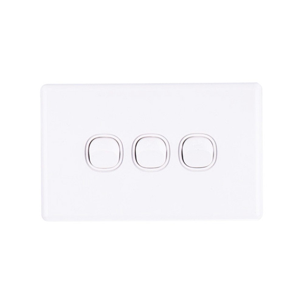4Cabling 4C | Elegant Wall Switch 3 Gang 250V 16A - Horizontal