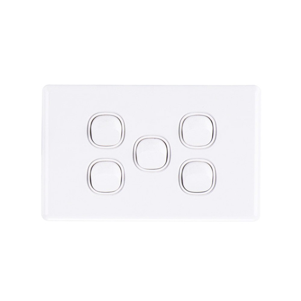 4Cabling 4C | Elegant Wall Switch 5 Gang 250V 16A - Horizontal