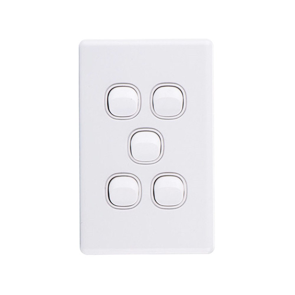 4Cabling 4C | Elegant Wall Switch 5 Gang 250V 16A - Vertical