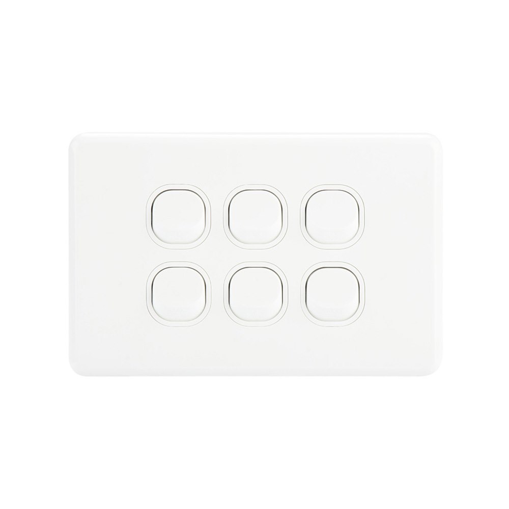 4Cabling 4C | Classic 6 Gang Switch 250V 16Ax - Horizontal