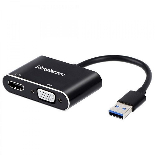 Simplecom Da316 Usb 3.0 To Hdmi + Vga Video Card Adapter Full HD 1080P - Works With NUCs