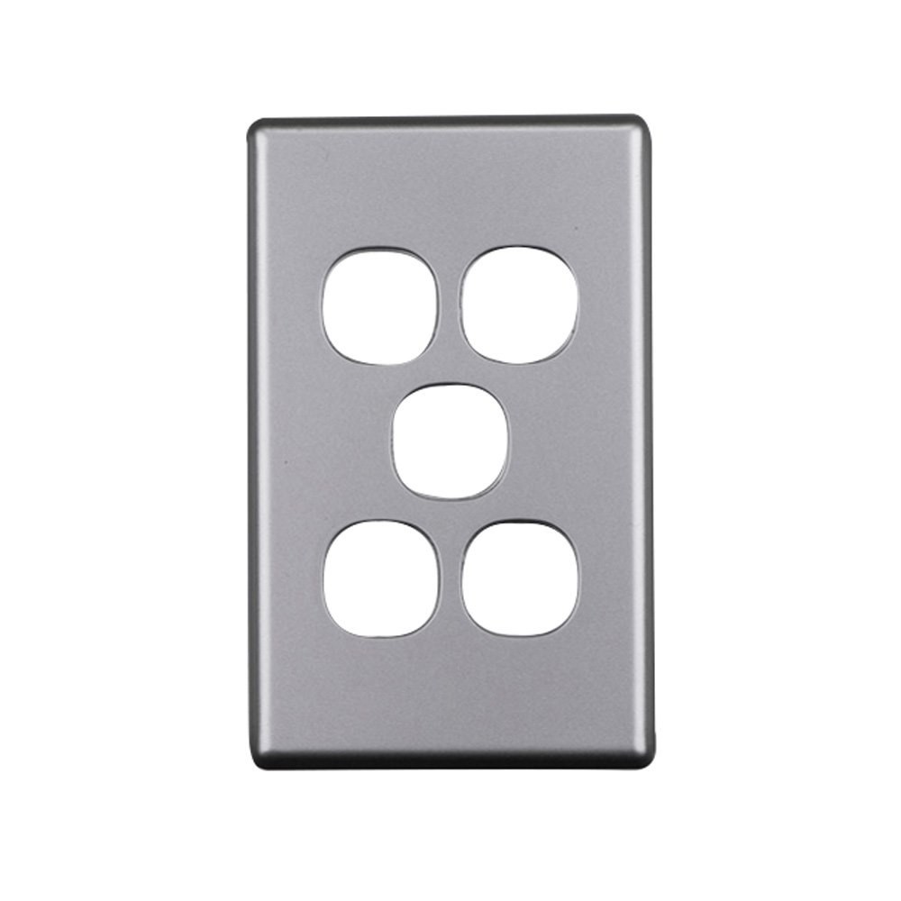4Cabling 4C | Elegant 5 Gang Aluminium Cover Plate - Silver Matt