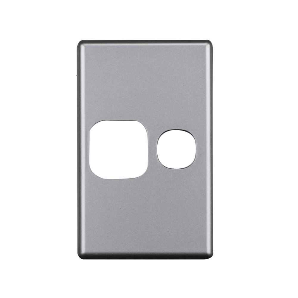 4Cabling 4C | Elegant Single Gpo Aluminium Cover Plate Vertical - Silver Matt